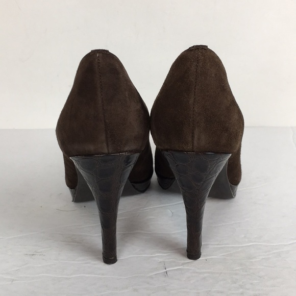 ALFANI Suede Leather Croc Embossed Stacked Heels    6.5 - Picture 7 of 13